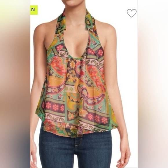 FREE PEOPLE Strawberry Tank Meadow Combo Flowy Lined Bohemian Tank - Size S - Picture 1 of 7